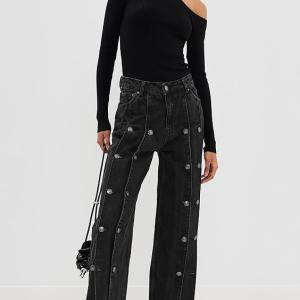 ROTATE Button Detail Wide Jeans Button Detail Wide Jeans