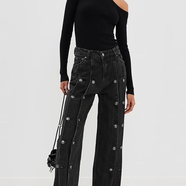 ROTATE Button Detail Wide Jeans Button Detail Wide Jeans