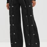 ROTATE Button Detail Wide Jeans Button Detail Wide Jeans