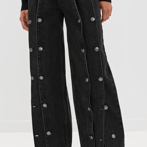 ROTATE Button Detail Wide Jeans Button Detail Wide Jeans
